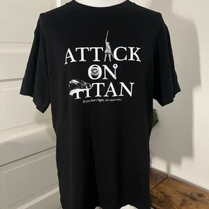 Attack on Titan Solid Cotton Black T-Shirt Anime Japanese EUC SIZE MED Graphics